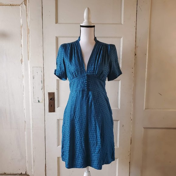 BANANA REPUBLIC v-neck  Blue Spring Dress NEW! - Picture 1 of 8